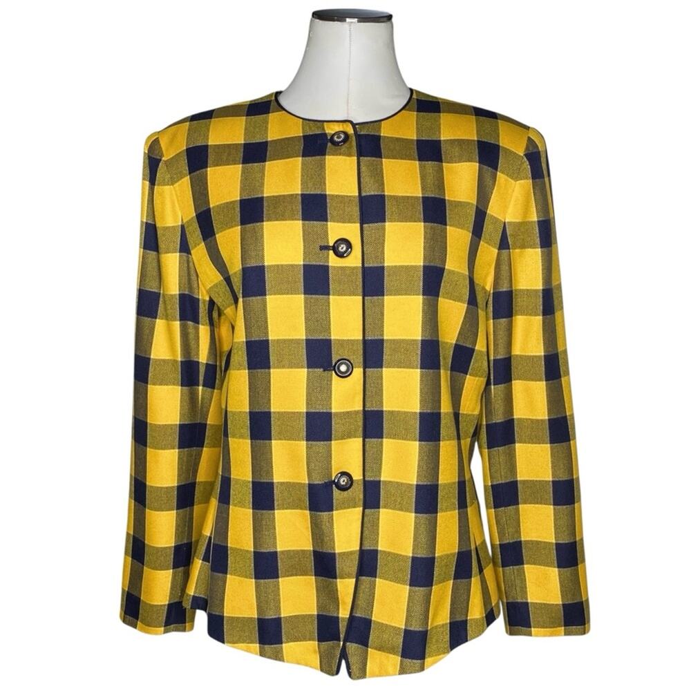 Le Suit Checkered Vintage Blazer Jacket size 14